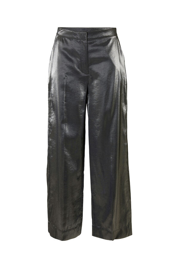 Selected Pantal&oacute;n efecto metalizado Negro