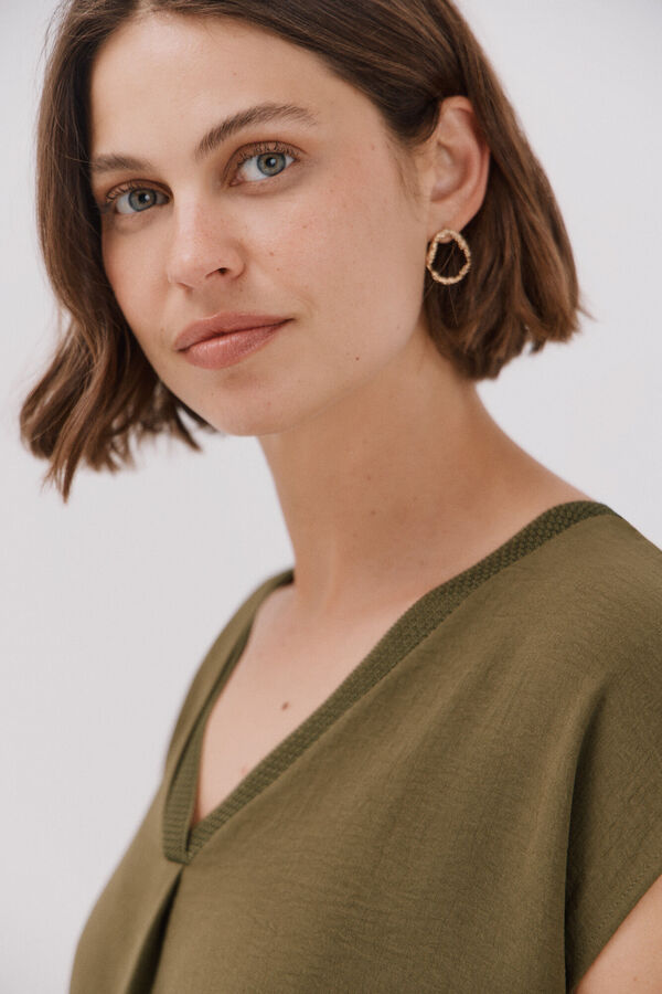 Cortefiel Blusa com detalhe canelado Verde