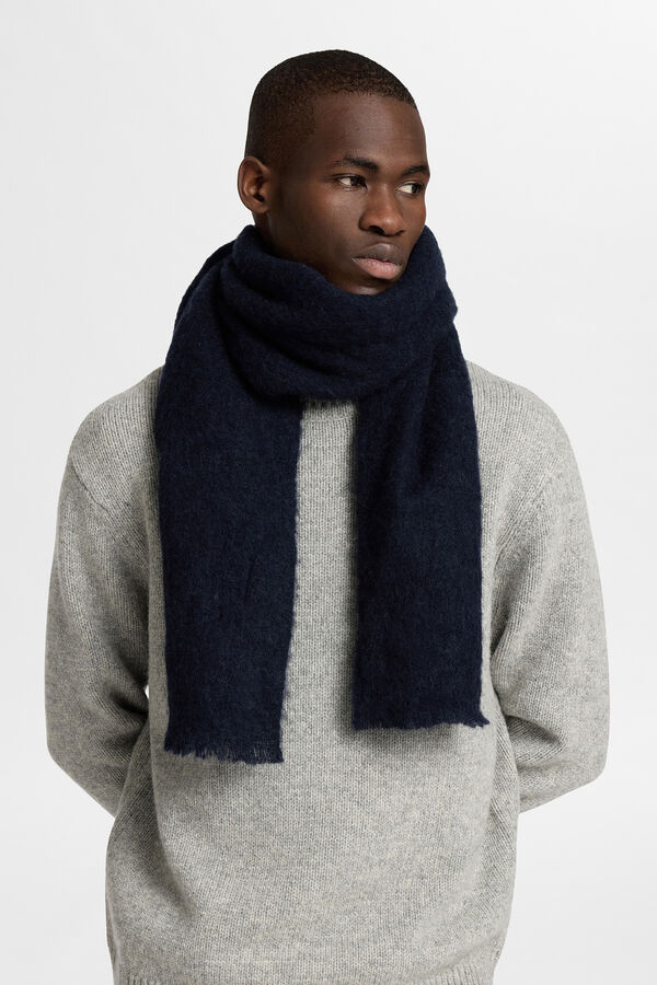 Selected Bufanda confeccionada con lana. Azul marino
