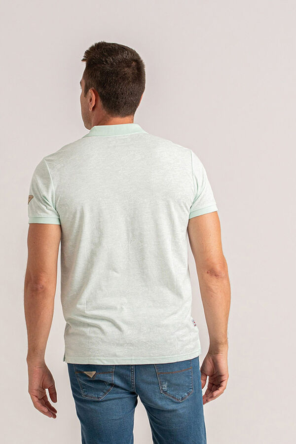 Privata Camisa polo de manga manga curta com estampa de folhas Verde