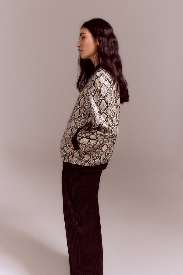 Slowlove Bomber efecto piel de serpiente Estampado blanco