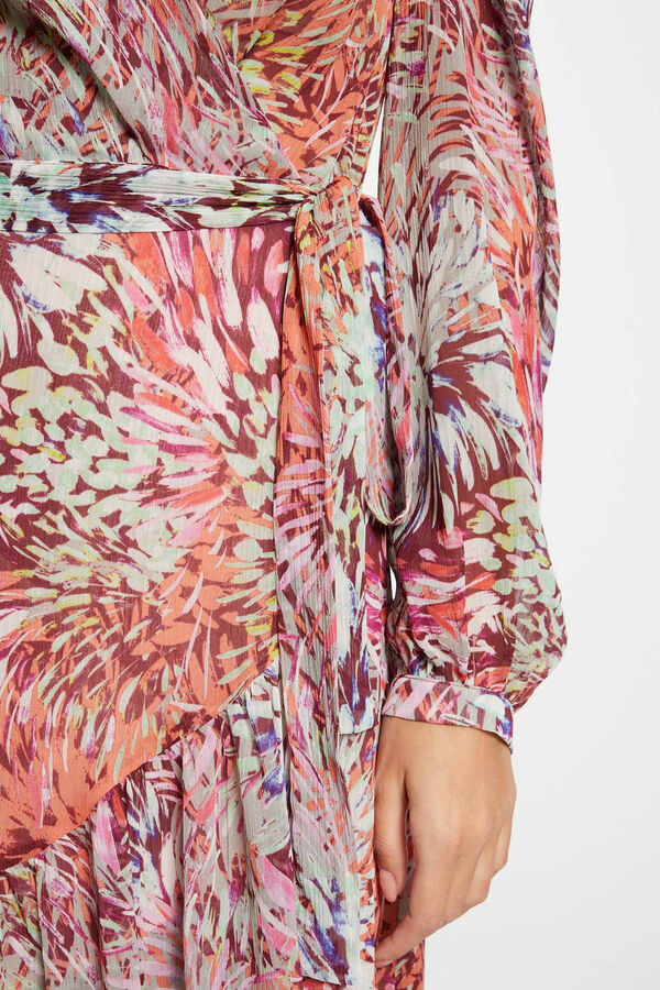 Morgan Vestido midi cruzado estampado Estampado rojo