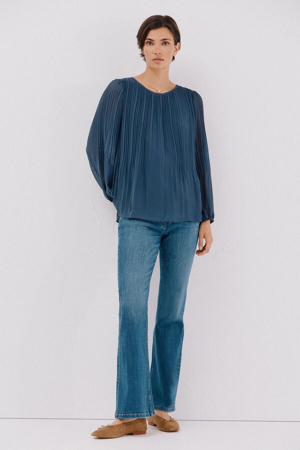 Cortefiel Blusa plisada Azul oscuro