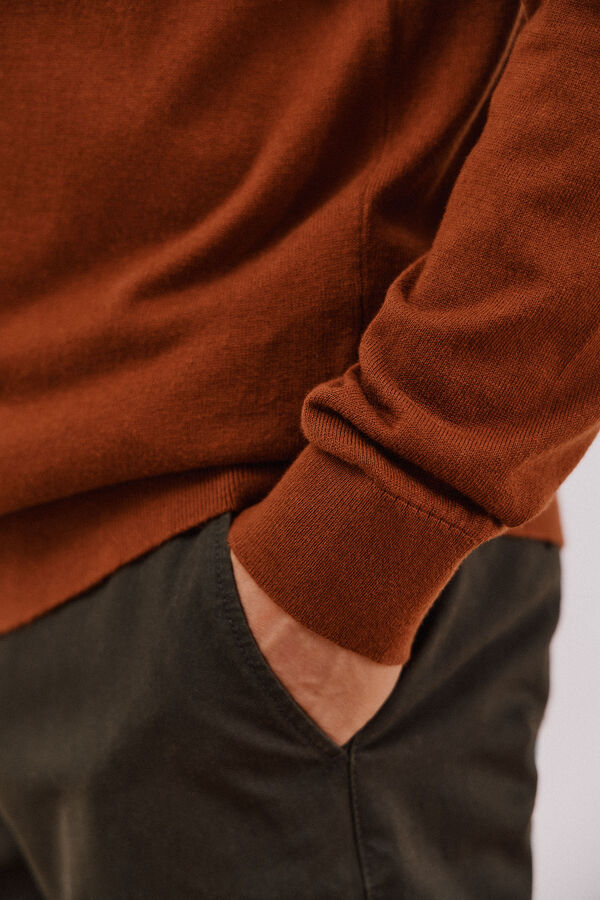 Cortefiel Jersey algod&oacute;n cashmere cuello alto botones Camel