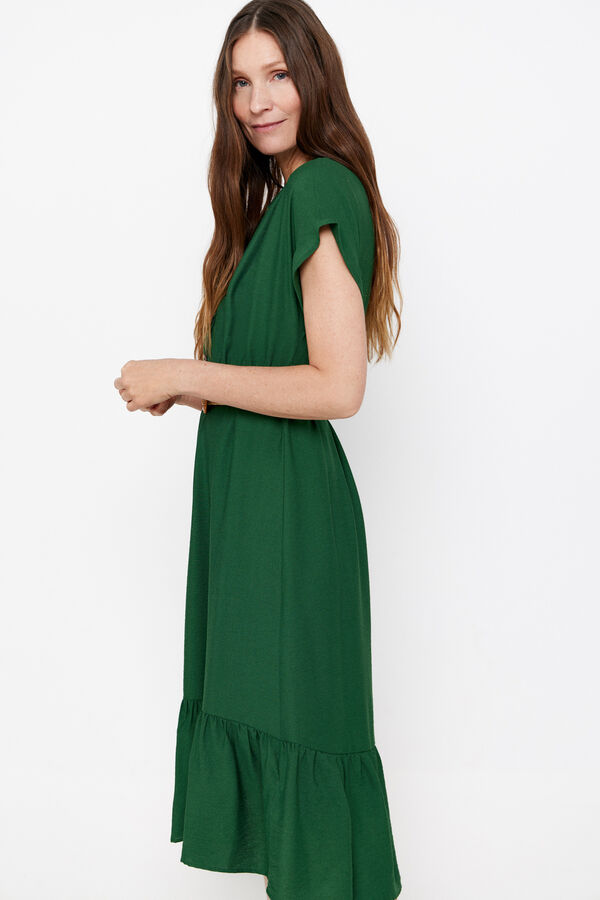 Cortefiel Vestido confort cintur&oacute;n Verde oscuro