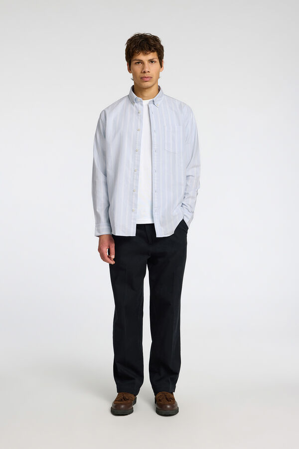 Selected Camisa de manga comprida com bolso 100% algodão Azul