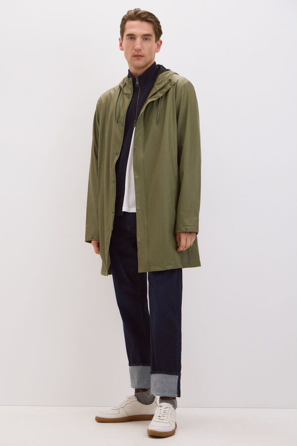 Selected Chubasquero impermeable con capucha. Verde oscuro