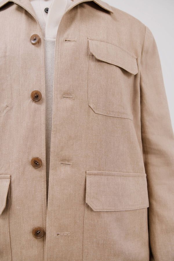 Cortefiel Sobrecamisa lino y tencel Beige