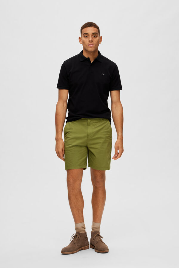 Selected Cal&ccedil;as curtas chino de algod&atilde;o org&acirc;nico. Verde