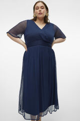 Vero Moda Curve Vestido midi gasa talla grande Azul marino