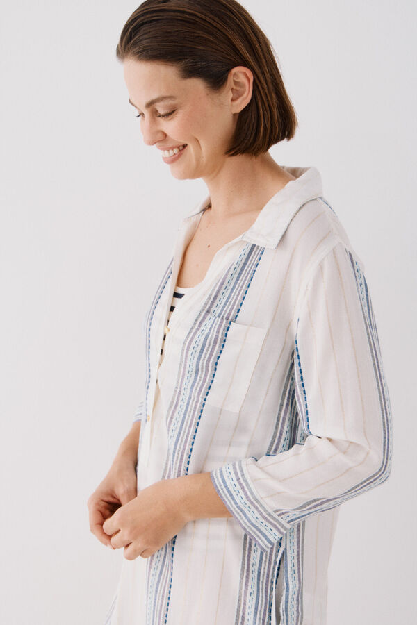 Cortefiel Gola camiseira t&uacute;nica caftan Azul