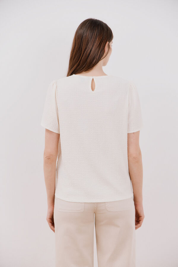 Cortefiel Top guipura combinado Ecru