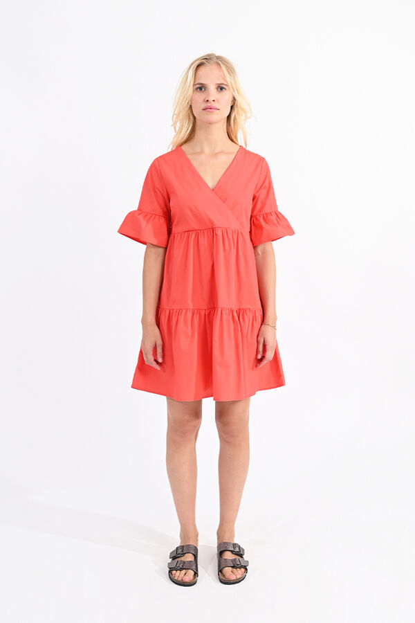 Molly Bracken Vestido de manga curta com folhos Vermelho