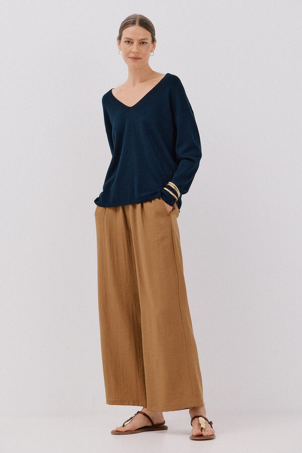 Cortefiel Jersey escote pico Azul marino