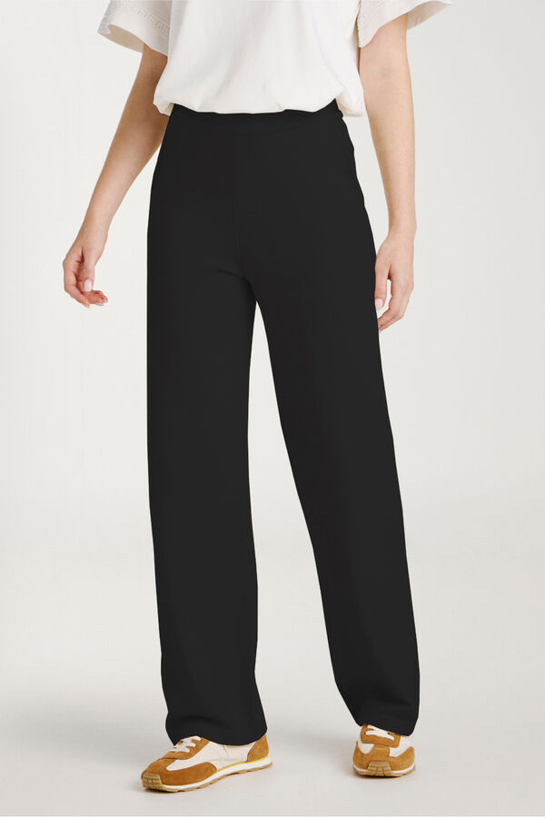 Vila Pantal&oacute;n largo de punto con viscosa Negro
