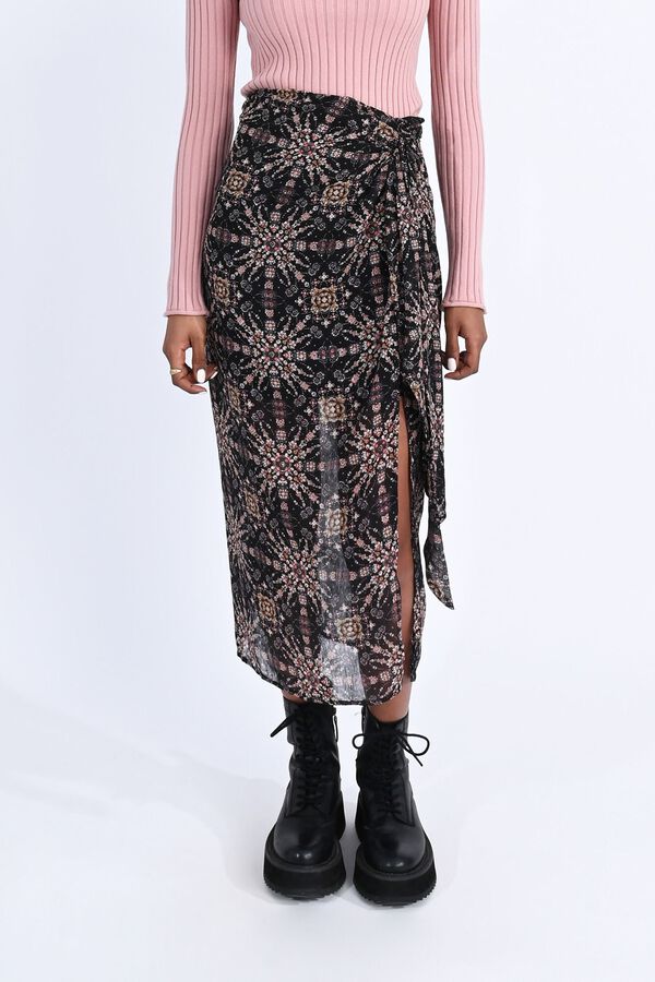Molly Bracken Falda larga estampada con abertura Negro
