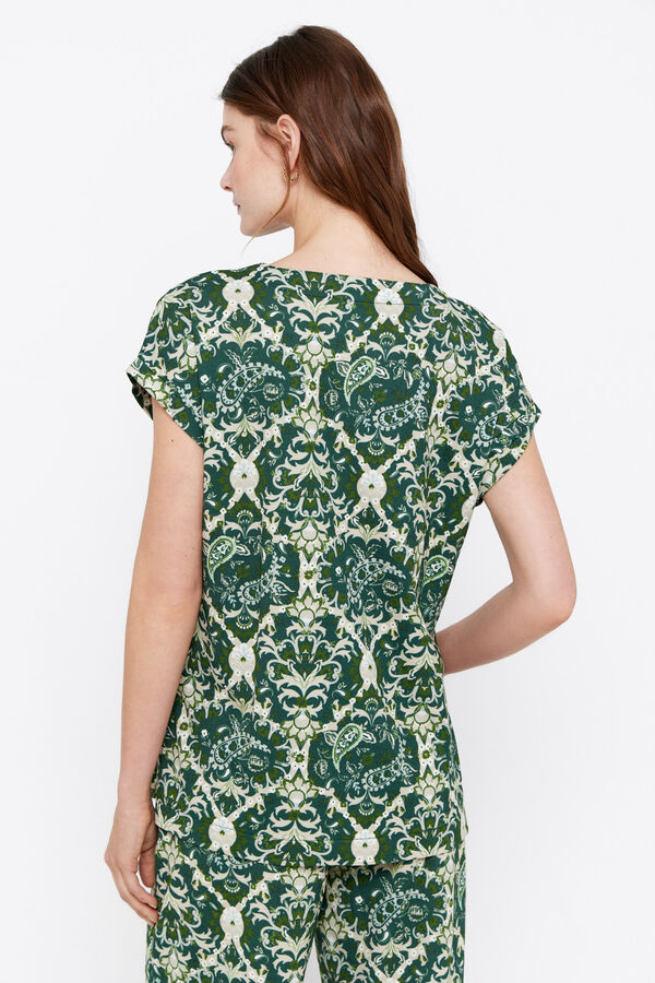 Cortefiel Top estampado cord&oacute;n Estampado verde
