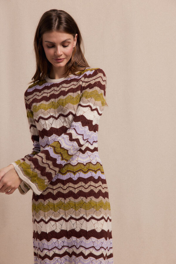 Slowlove Vestido punto ondas multicolor Multicolor