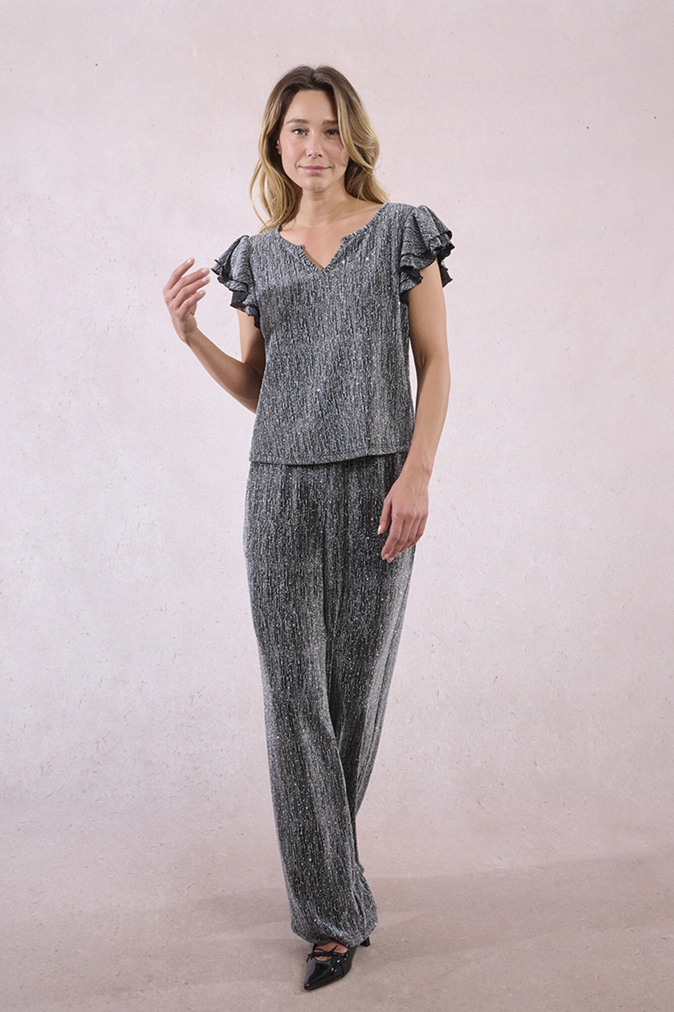 Molly Bracken Top de manga corta detalle volantes