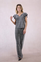 Molly Bracken Top de manga curta com detalhe de babados Cinzento