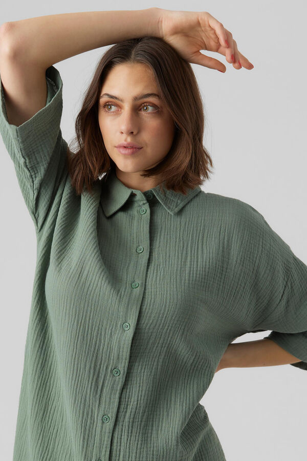 Vero Moda Vestido camiseiro com manga francesa Verde
