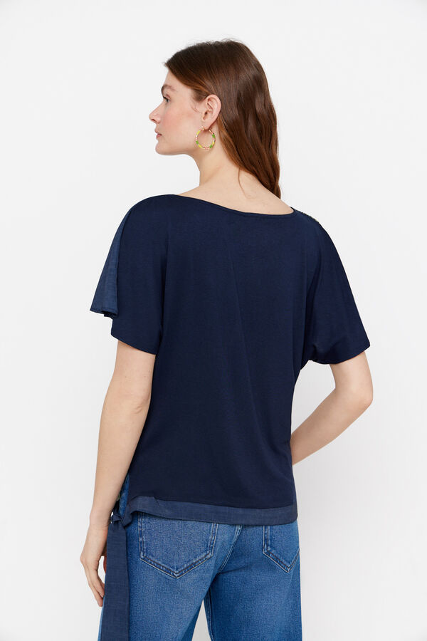 Cortefiel Top combinado em tecido estampado Azul