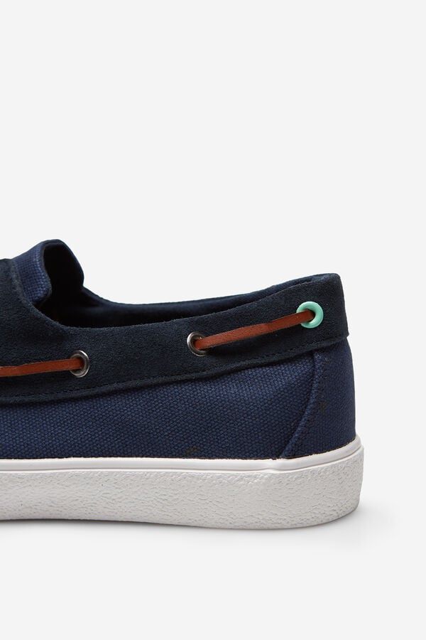 Cortefiel Sapatilhas n&aacute;uticas t&ecirc;xtil e pele Azul