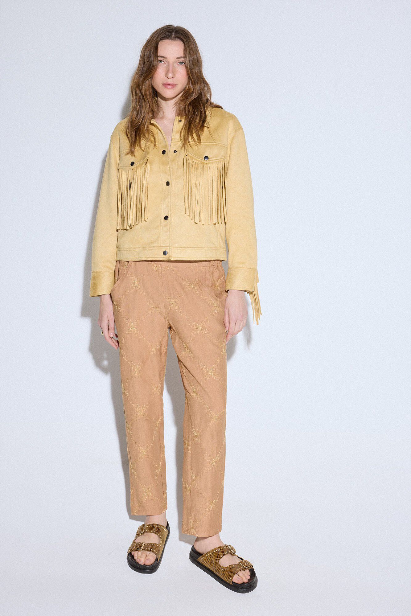 Slowlove Pantal&oacute;n con bordado de lurex