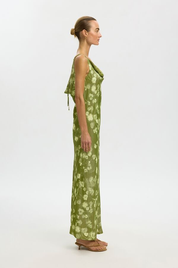 Selected Vestido largo de tirantes finos Verde