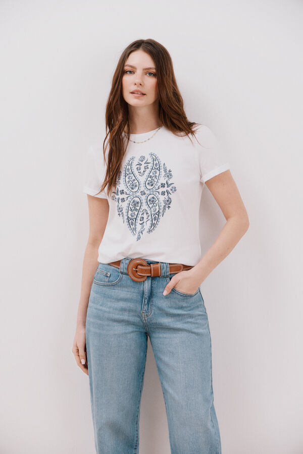 Cortefiel T-shirt b&aacute;sica estampada Impress&atilde;o