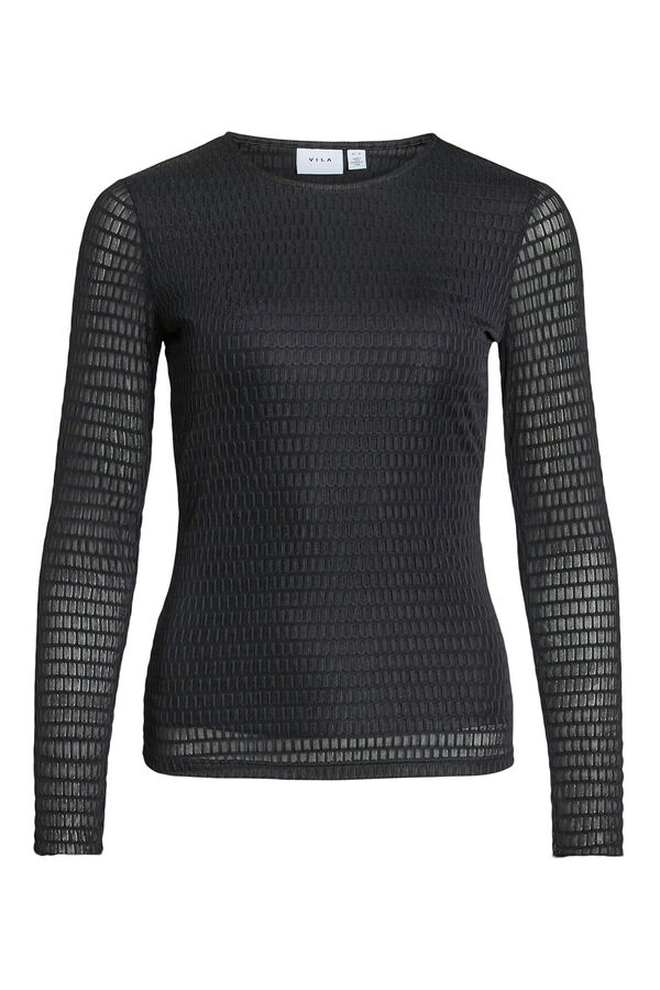 Vila Top de manga larga con textura Negro
