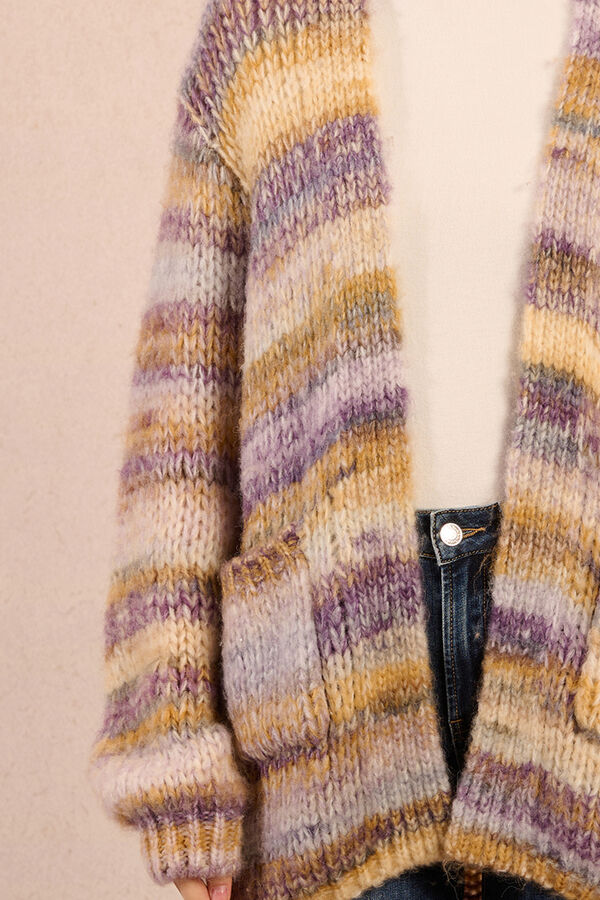 Molly Bracken C&aacute;rdigan de mujer de manga larga estampado rayas Multicolor