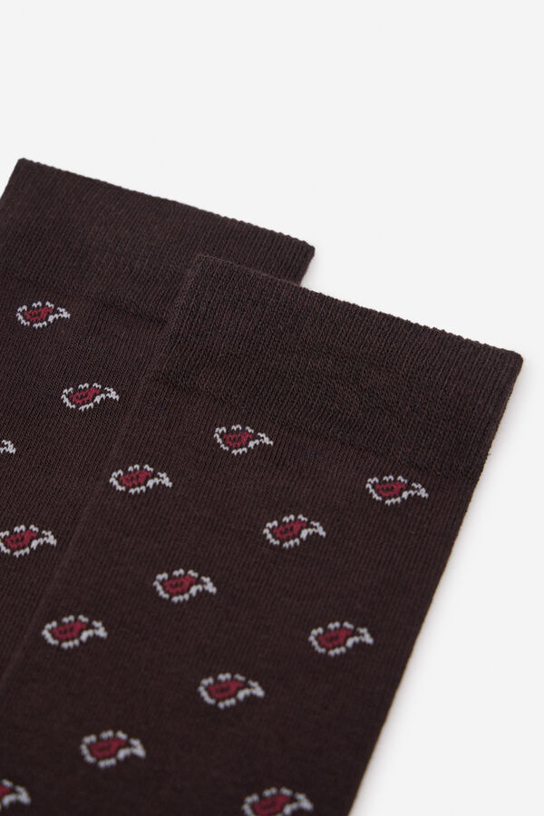 Cortefiel Calcet&iacute;n microdibujo Marr&oacute;n oscuro