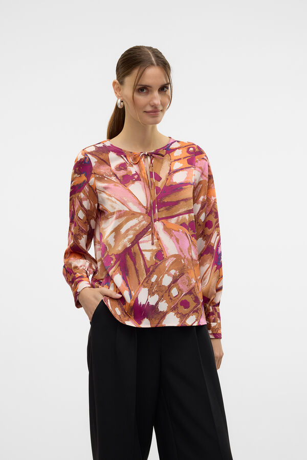 Vero Moda Camisa fluida de manga larga Castanho