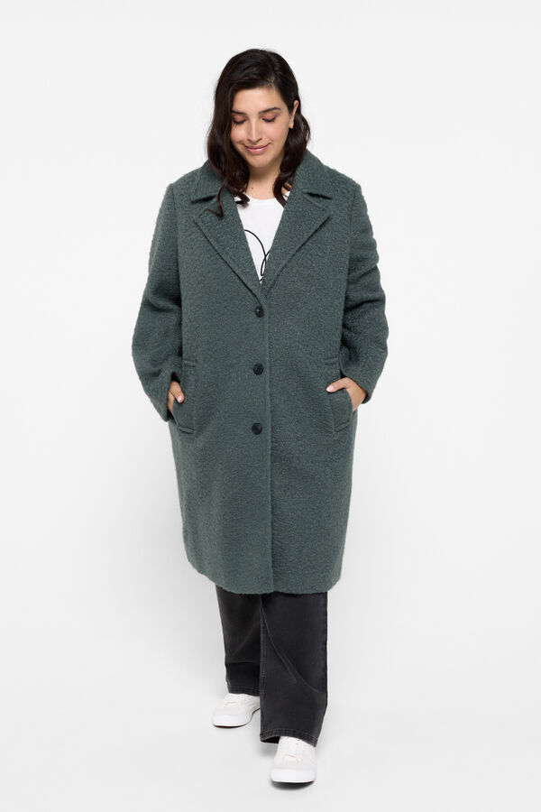 Vero Moda Curve Abrigo efecto astracan talla grande Verde oscuro