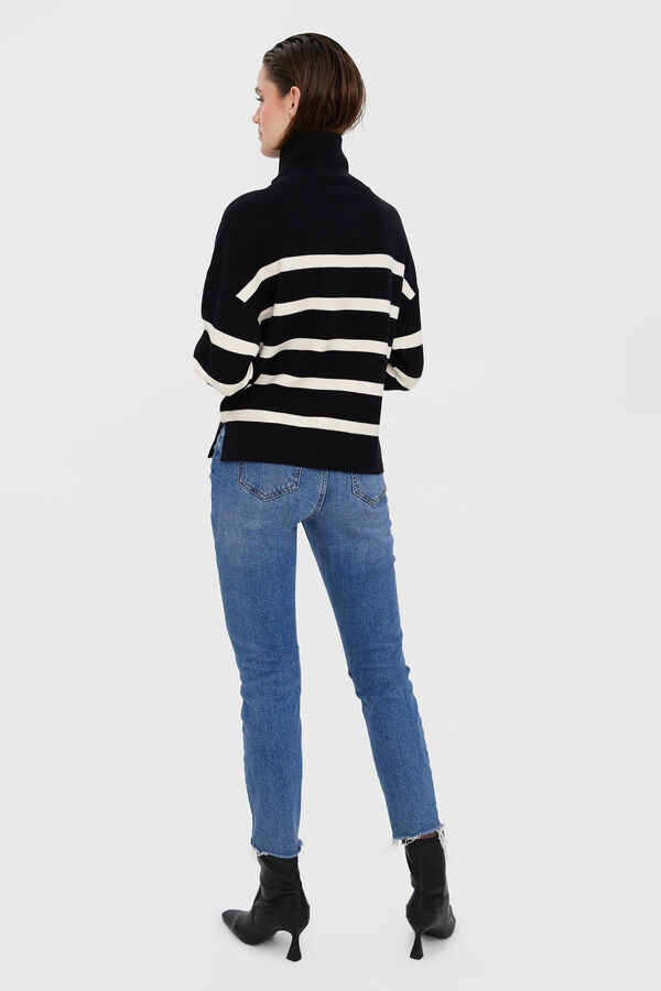 Vero Moda Camisola de mulher de manga comprida com fecho-&eacute;clair Preto