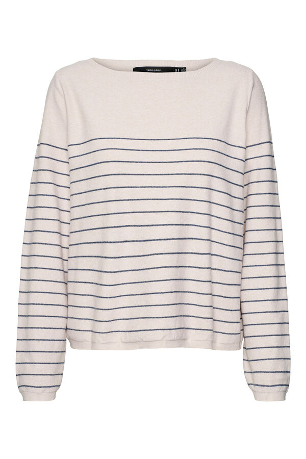 Vero Moda Suéter riscas com gola canoa Cinzento