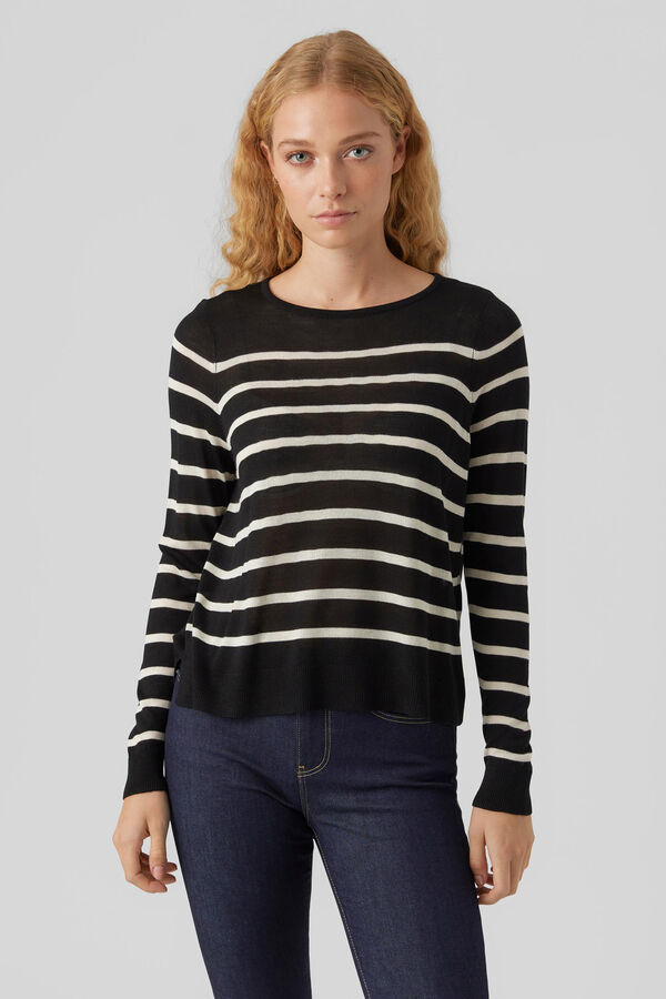 Vero Moda Camisola fina de gola redonda Preto