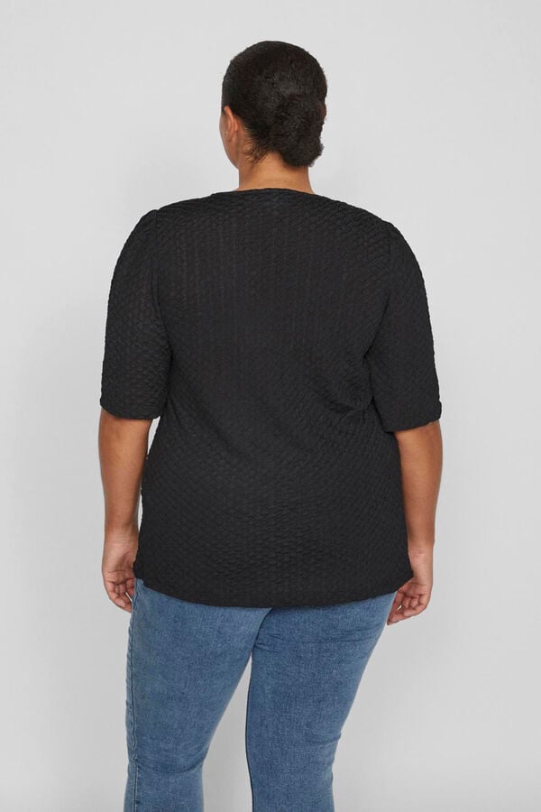 Evoked by Vila Top de manga 3/4 abullonada Negro