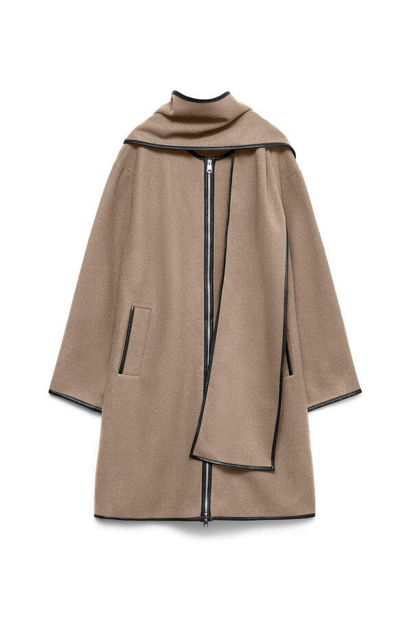 Vero Moda Abrigo de pa&ntilde;o con detalle de bufanda Marr&oacute;n