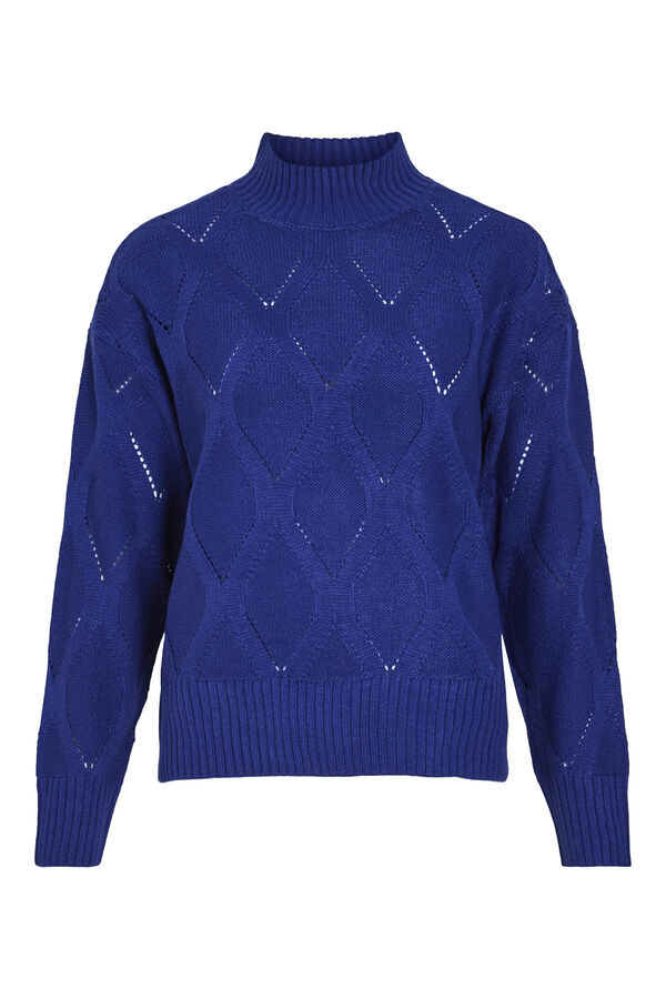 Vila Jersey punto cuello alto Azul marino