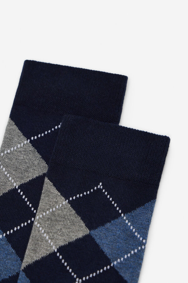 Cortefiel Calcetin rombos Azul marino