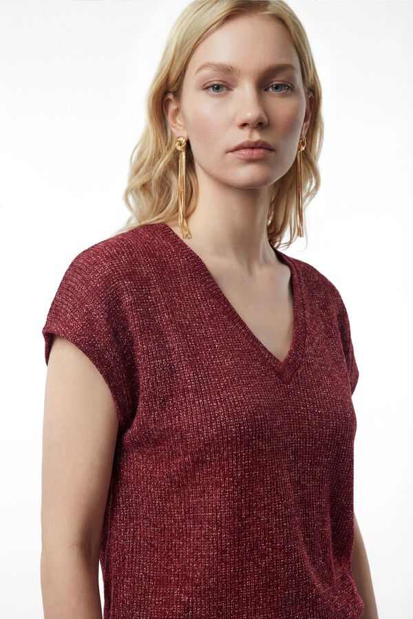 Vero Moda Camiseta de manga corta l&uacute;rex Rojo