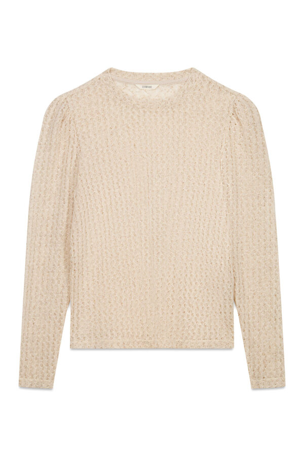 Slowlove Top manga larga estructura r&uacute;stica Marfil