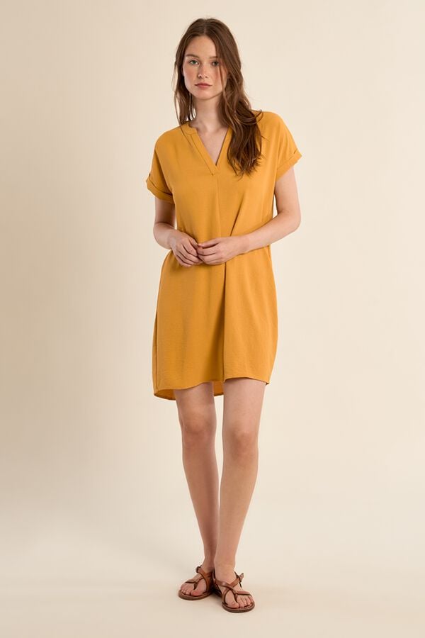 Molly Bracken Vestido de manga curta decote em V Dourado