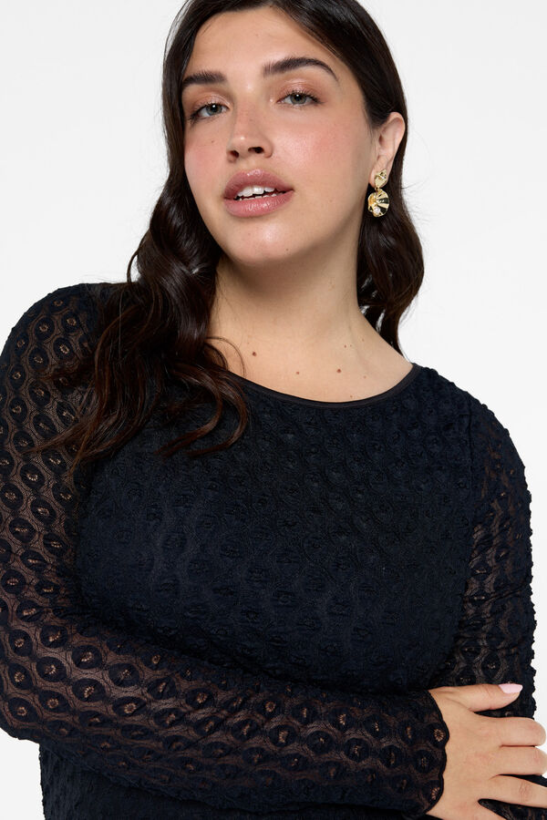 Evoked by Vila Vestido midi curvil&iacute;neo manga comprida Preto