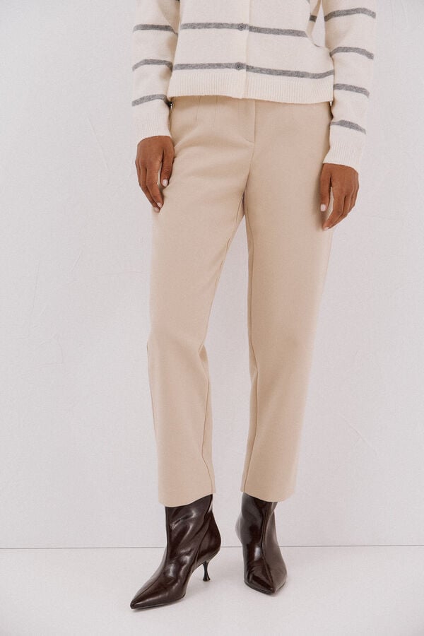 Cortefiel Pantal&oacute;n cremalleras Beige