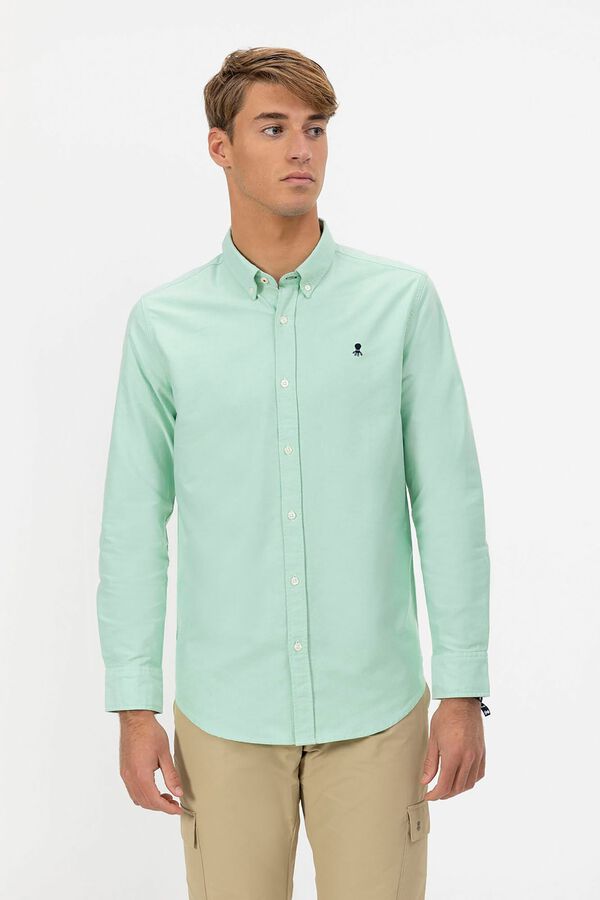 elPulpo Camisa Oxford com gola de bot&atilde;o Verde