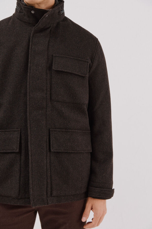 Cortefiel Abrigo vistas desmontables Marr&oacute;n oscuro