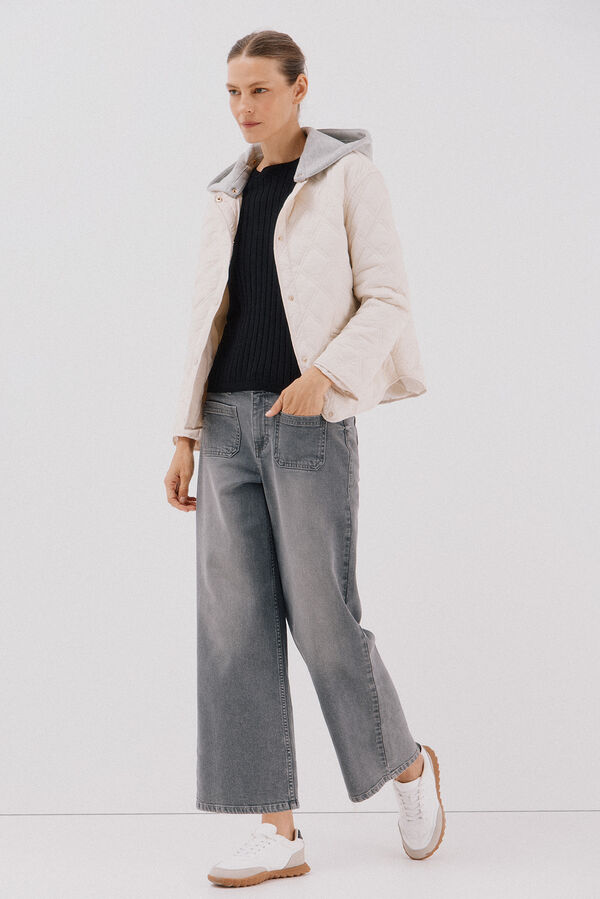 Cortefiel Camisola canelada bot&otilde;es Preto